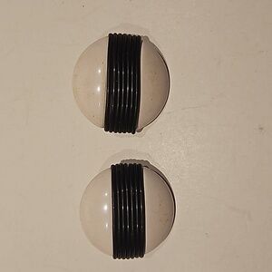 Vintage Black & White 80s Large Acrylic Pierced Earrings